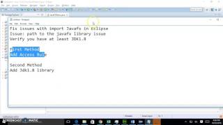 Fix JavaFX Import Error in Eclipse [upl. by Ydderf]