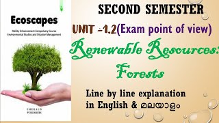 Renewable ResourcesForests ECOSCAPES Lecture 3Sem 2Unit 12Malayalam Explanation [upl. by Ahsinnek]