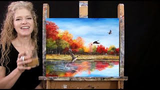 Learn How to Paint quotGEESE GOING SOUTHquot with Acrylic  Paint and Sip  Step by Step Landscape Lesson [upl. by Oly745]