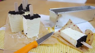 Easy Oreo Cheesecake Ice Cream Bars 型に流し込んで冷凍して切り分けるだけのチーズケーキアイスバー [upl. by Ynohtnaluap855]