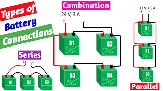 Types of Battery Connections । How to connect Battery in Series । Parallel । SeriesParallel [upl. by Atnauqal]