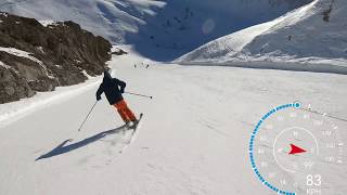 The Sarenne Alpe d’Huez 2019 in 4k skiing over 100 KPH longest black run in Europe [upl. by Reckford]