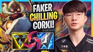 FAKER CHILLING WITH CORKI  T1 Faker Plays Corki MID vs Azir  Season 2023 [upl. by Raquela451]