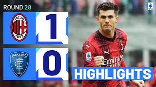 MILANEMPOLI 10  HIGHLIGHTS  Pulisic secures all three points for Milan  Serie A 202324 [upl. by Adnorrehs]