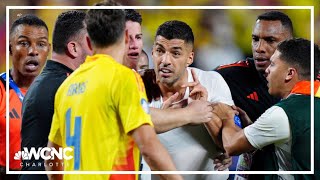 Uruguay players enter stands as fans fight after Copa America loss to Colombia [upl. by Emalia]