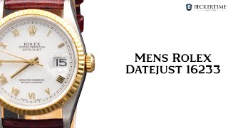 Mens Rolex TwoTone 18KSS Datejust Watch White Roman Dial 16233 [upl. by Eilyac417]