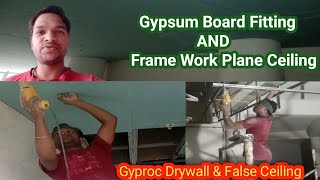 Gypsum board fitting  Plane Ceiling frame work  Gyproc Drywall amp False ceiling [upl. by Merari594]