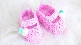 How to Crochet Shoes for Baby SUPER CUTE and EASY Mary Jane Booties [upl. by Htiderem]