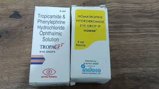 Tropiçamide phenylephrine  Homatropine eye drop  Uses  Optometry solution [upl. by Arratahs]