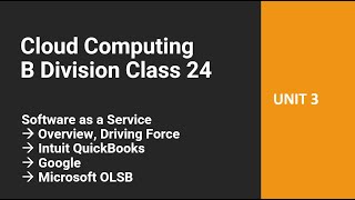 CC B Div Class 24  SAAS  Overview Driving Force Intuit QuickBooks Google Microsoft OLSB [upl. by Yniffit561]