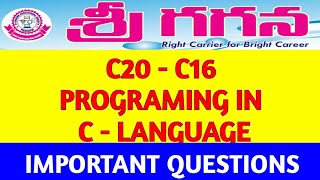 C20 C16  PROGRAMING IN C LANGUAGE  IMPORTANT QUESTIONSDIPLOMAAP SBTET [upl. by Eemaj]