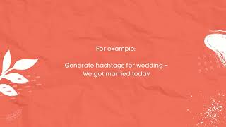 Free AI Wedding Hashtag Generator [upl. by Miuqaoj]