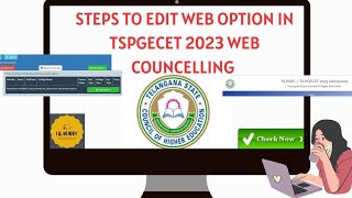 🔍Edit Web Options for TS PGECET 2023  Step by Step process Explained tspgcet mtech jntu hyd [upl. by Nylloh]