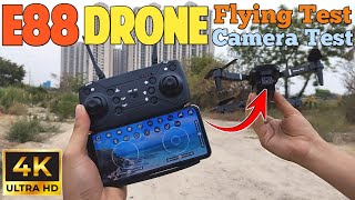 E88 Camera Drone Unboxing FlyingReview amp Camera Test [upl. by Nywles535]