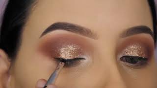 Classic Brown Glitter Eye Makeup Tutorial [upl. by Cindra]