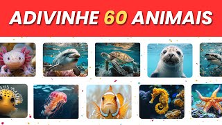 ADIVINHE 60 ANIMAIS AQUÁTICOS 🐠🐳  Nível Fácil Médio Difícil e Impossível  APENAS 1 ACERTA TODOS [upl. by Lleral]