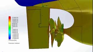 Contrarotating marine propellers simulation SolidWorks Flow Simulation [upl. by Atiseret212]