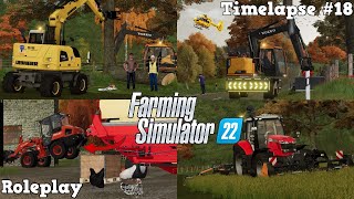 Felling ROTTEN TREE with two EXCAVATORS 💪🍂 A KUBOTA R640 wheel loader 🤔🚜💨  FS22  Timelapse 18 [upl. by Odnalref]