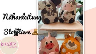 Stofftiere selber 🧸 nähen Kuscheltier mit Baby DIY einfaches Nähprojekt  nähen kullaloo happy Farm [upl. by Arrekahs]