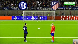 Inter vs Atletico Madrid  Penalty Shootout  UEFA Champions League UCL Round of 16  PES Gameplay [upl. by Cutlip]