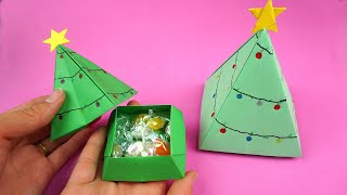 Weihnachtsdeko basteln Geschenkbox Tannenbaum basteln 🎄  Basteln für weihnachten [upl. by Ycnej]