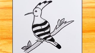 how to draw a hoopoe  hudhud bird drawing  hudhud ki Drawing  hudhud ka chitra [upl. by Delmer]