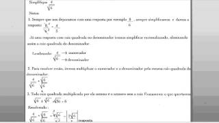 Racionalização de frações com raiz quadrada  Passo a Passo [upl. by Ecitnirp]
