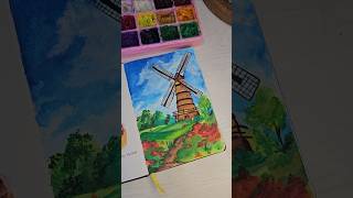 Gouache painting 😇😍 art artist diy youtubeshorts trending gouache painting shorts reels [upl. by Eisnyl]