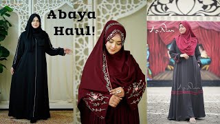 Abaya Haul  feat Jilbabsrus  Al Haya Collection Maria London Black Orchids amp More [upl. by Alliw]