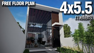 4x55 meters Modern Loft Design  Minimalist design  Budget house [upl. by Etnaed]