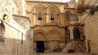 Church of the Holy Sepulchre Jerusalem site of Jesus crucifixion burial and resurrection [upl. by Aliahs]