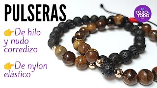 Cómo hacer Pulseras para HOMBRE con hilo cuentas y con Nylon elástico [upl. by Silas112]