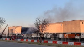 Plainfield Walmart distribution center fire — Thursday noon update [upl. by Ynaffit]