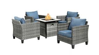 Ovios Patio Furniture Set 5Piece with Fire Pit Table and Vultros Charis installation video [upl. by Vincenz170]