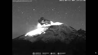 April 12 2023  Explosion  Popocatepetl Volcano Mexico  2321 MDT [upl. by Stevana]