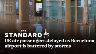 UK air passengers delayed as Barcelona airport is battered by storms [upl. by Louth]