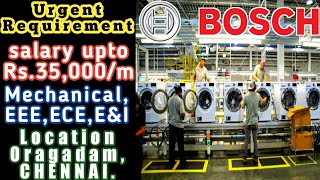 BOSCH FRESHERS JOB OPENINGS IN ORAGADAM CHENNAIJUNIOR ENGINEERPERMANENT JOB madrasmystery6624 [upl. by Vivien]