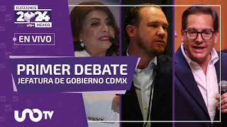 Primer debate 2024 Jefatura de CDMX Clara Brugada Santiago Taboada y Salomón Chertorivski [upl. by Engedi]