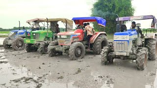 sonalika tractor vs mahindra tractor vs johndeere tractor❌ tractor stuck in mud video [upl. by Ylebmik]