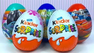 ÜBERRASCHUNGSEIER KINDER SURPRISE SCHOKOLADE EIER DISNEY PIXAR CARS VAIANA TROLLS SUPER SPIELZEUGE [upl. by Hettie]