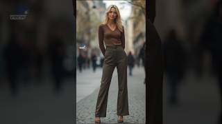 2024 Autumn fall street fashions  wide trousers outfit styles [upl. by Amitaf785]