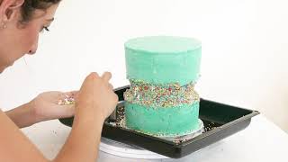 How to make a fault line cake with sprinkles tutorial [upl. by Sirraf546]