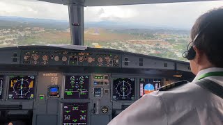 Live from cockpit 6  A320 Landing VVPK Pleiku Airport  Cockpit view [upl. by York]