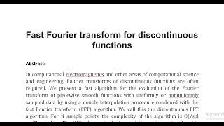 Fast Fourier transform for discontinuous functions [upl. by Eelessej261]