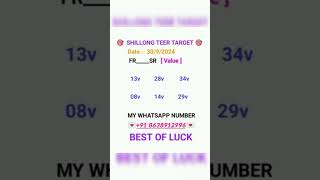 30092024 FRSR VALUE LIST TARGET 🎯💯💯vairelvideo shillongteer [upl. by Etnod488]