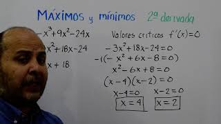 MÁXIMOS Y MÍNIMOS Criterio de la segunda derivada Ejemplo 2 [upl. by Linet443]