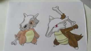 How to draw Pokemon No104 Cubone No105 Marowak [upl. by Flavia]