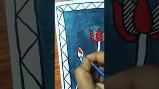 Madhubani painting fish YouTube shorts viral video [upl. by Maxy356]