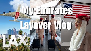 A day in the LIFE as EMIRATES Cabin Crew ✈️ 50hr Layover  LA Vlog 🇺🇸 [upl. by Addiego]