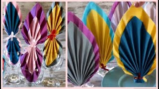 Easy Paper Napkin Folding Two Colors  DIY 3 tutorials for beginners  3 models [upl. by Dat895]